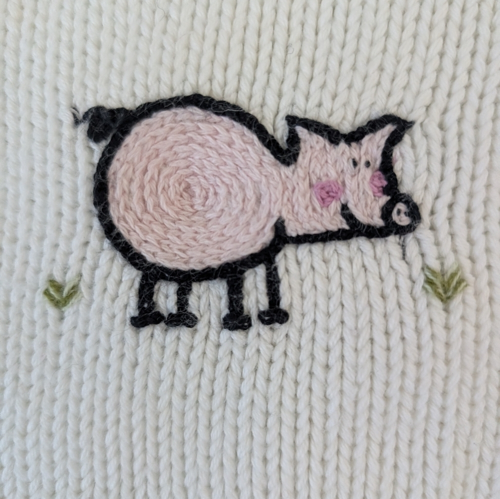 Hanna Andersson Roll Neck Cableknit Sweater Animals Knit Size 6-12 Months 70 - Picture 10 of 15